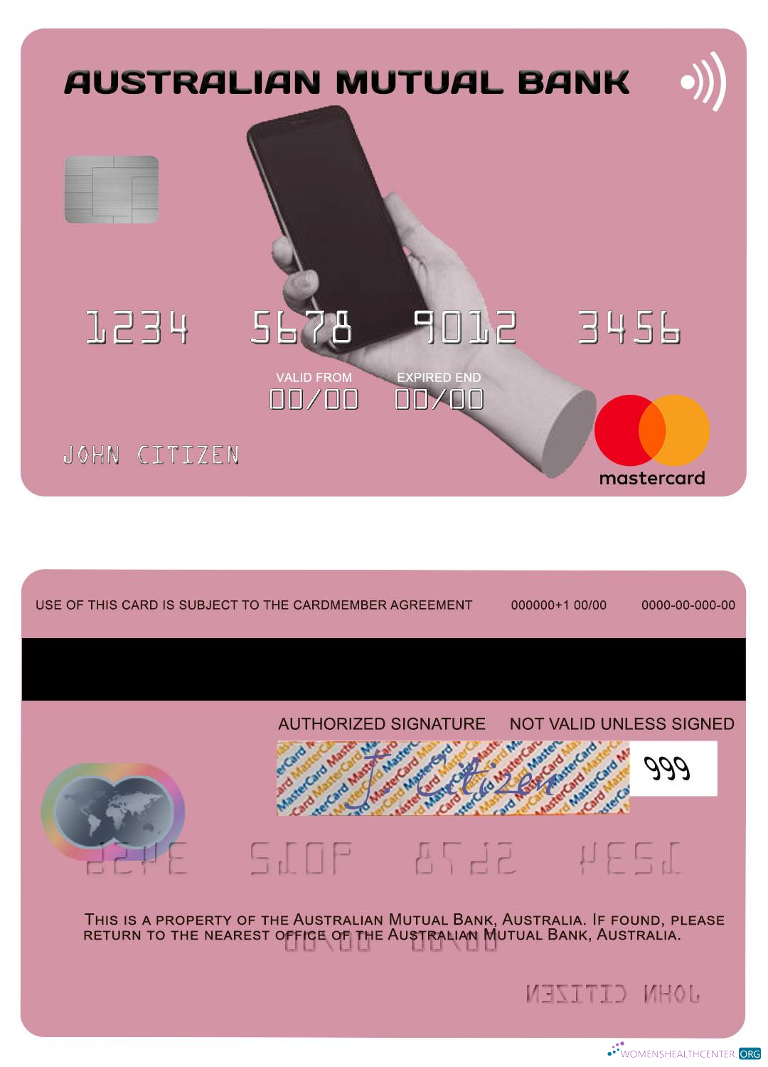 Download Australia Australian Mutual Bank mastercard Photoshop template